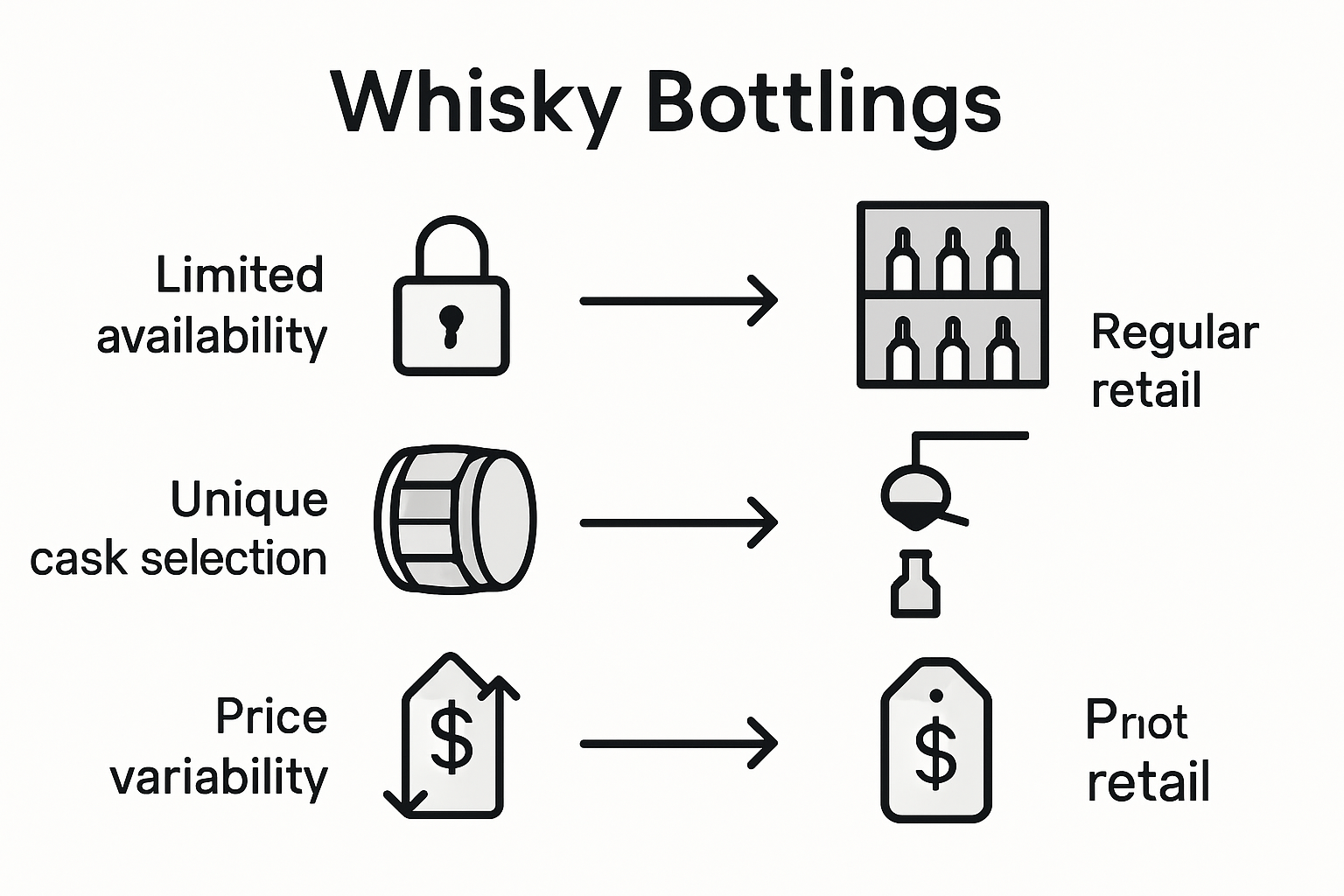 Infographic comparing exclusive and retail whisky