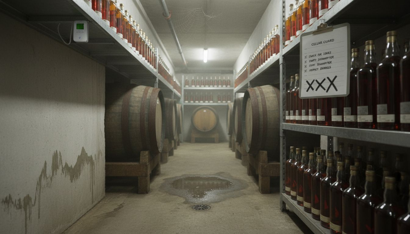 Whisky cellar showing storage risks