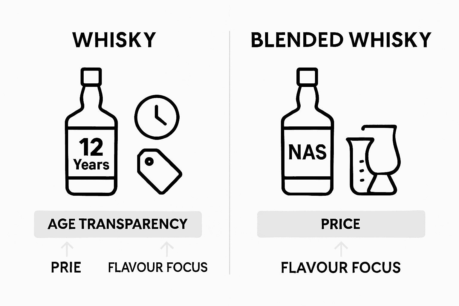 Infographic comparing age statement and NAS whiskies