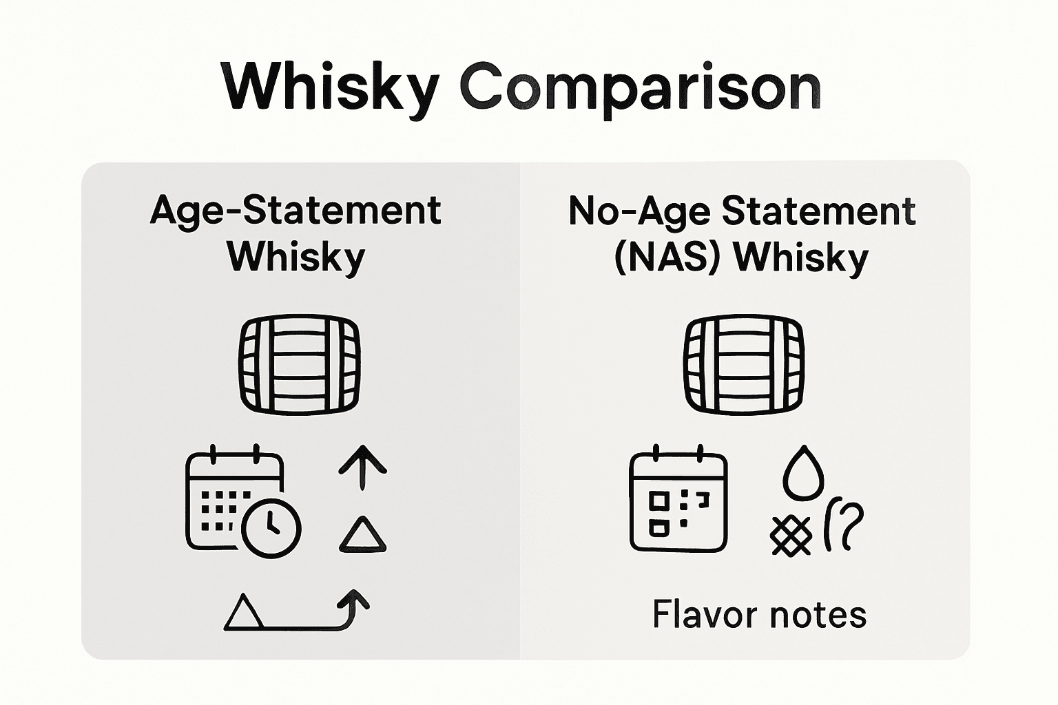 Infographic comparing age-statement versus NAS whisky