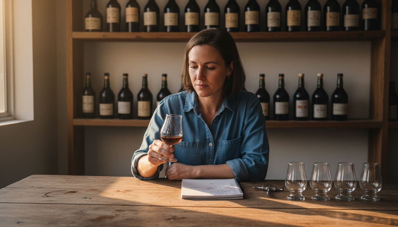 Woman tasting sherry cask whisky sample
