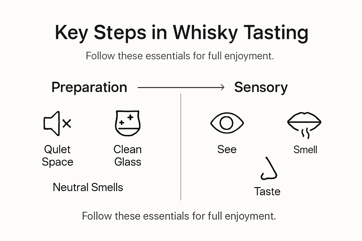 Infographic showing whisky tasting process steps