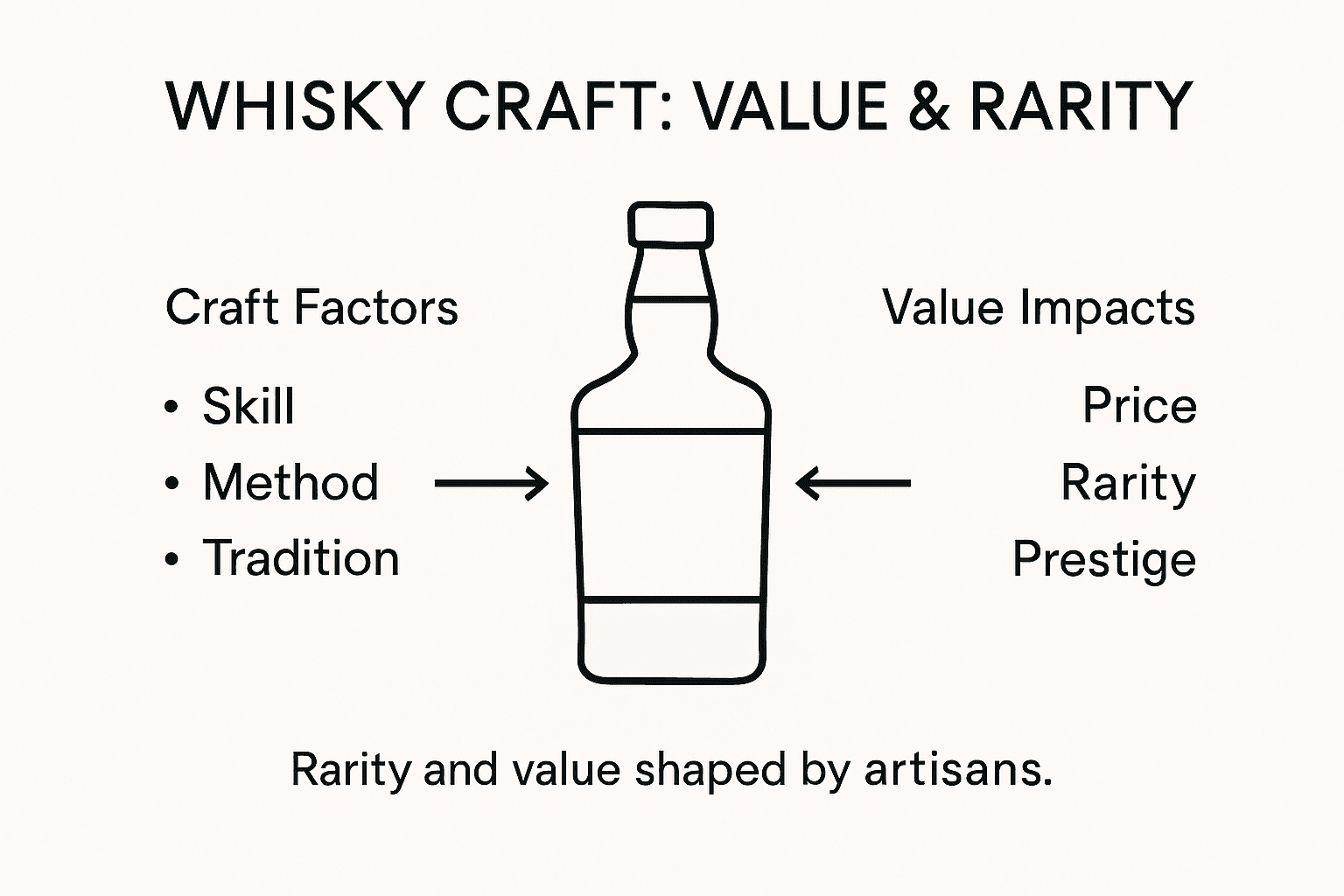 Infographic showing whisky craftsmanship and value factors