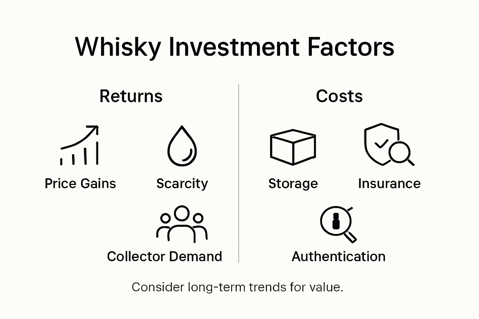 Infographic lists whisky investment returns and costs
