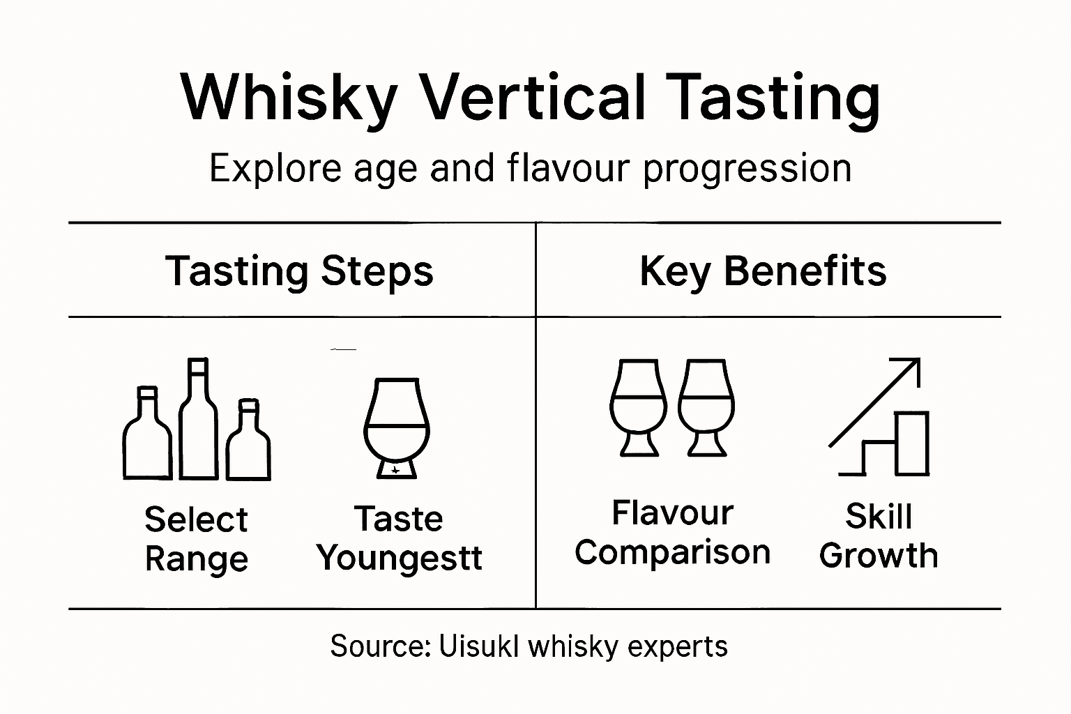 Infographic shows whisky tasting steps and benefits