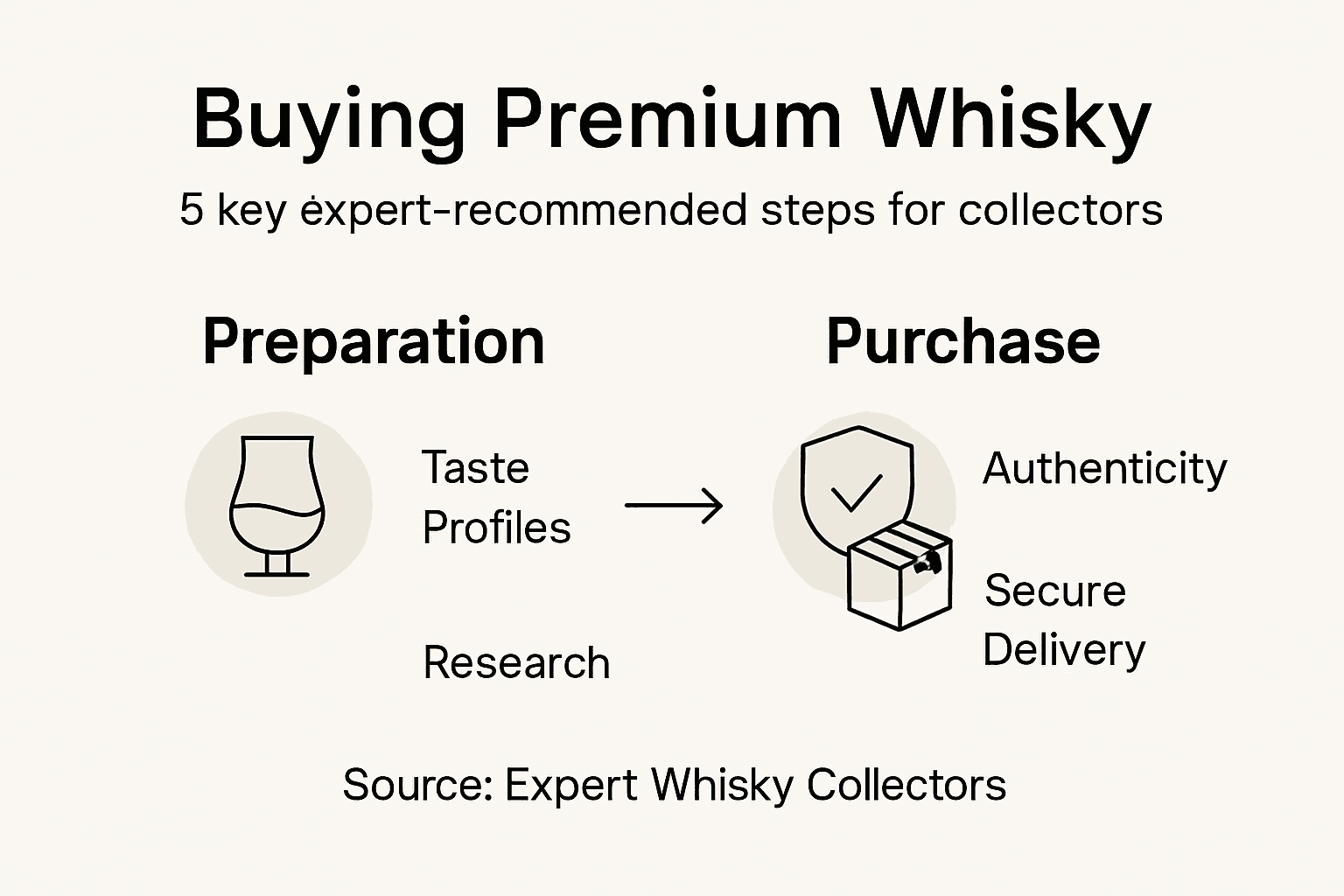 Infographic with five steps to buy premium whisky