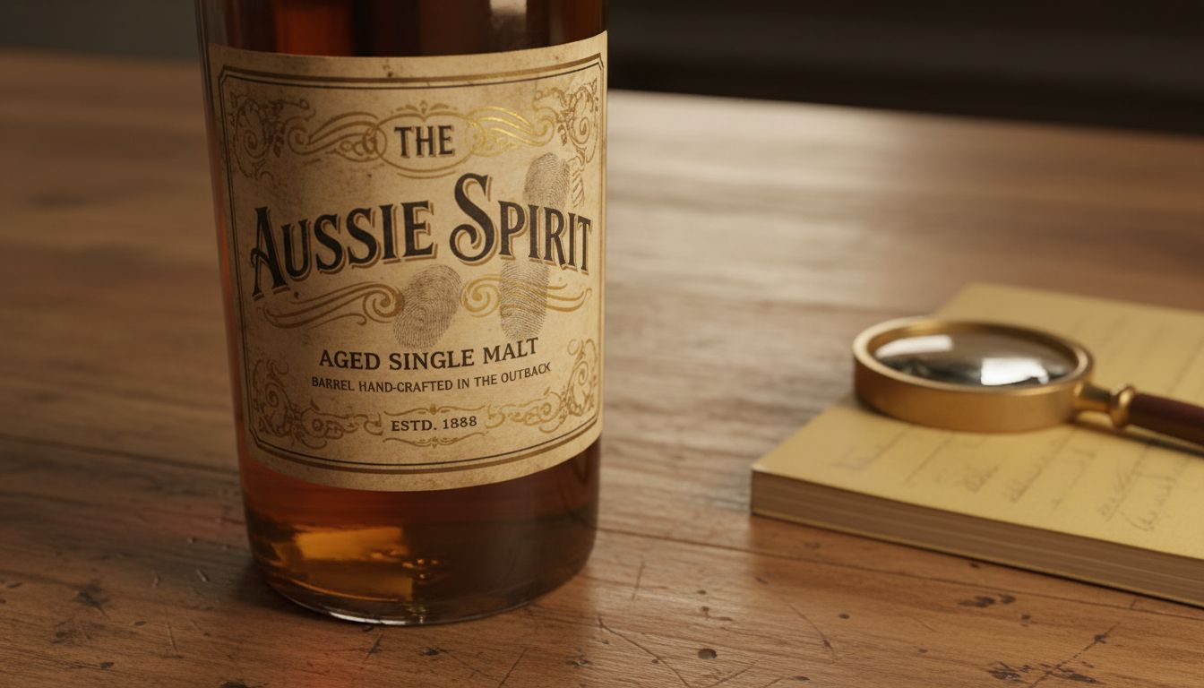 Close-up showing intricate whisky label details