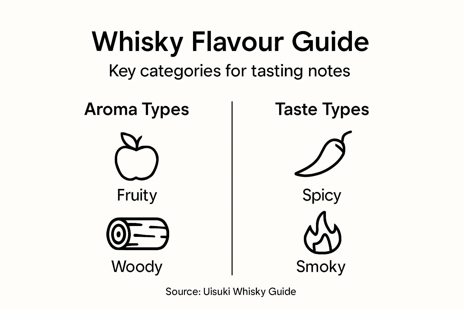 Infographic showing whisky tasting note categories