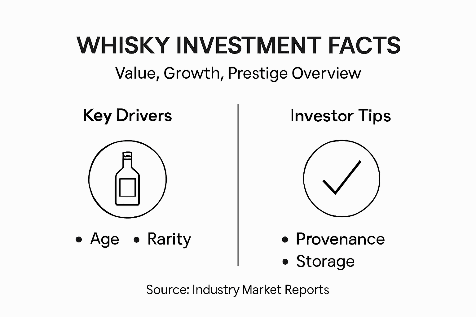 Infographic summarizing whisky investment facts