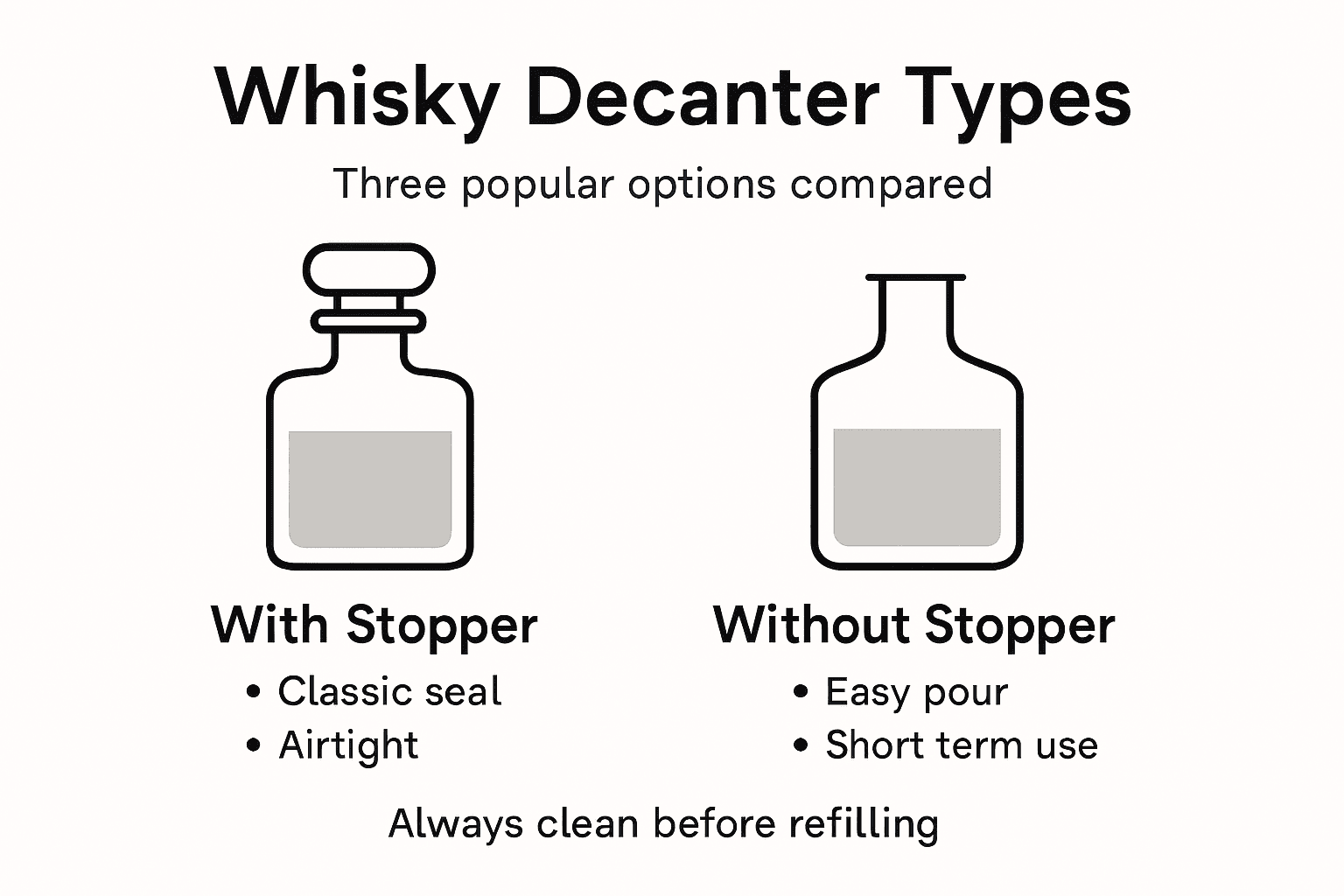 Infographic comparing whisky decanter types