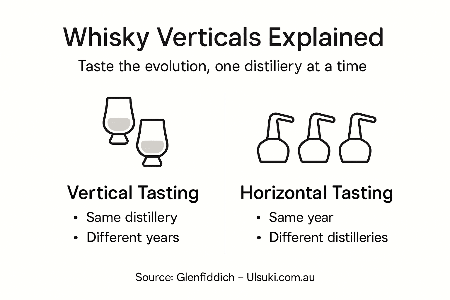 Infographic comparing whisky vertical and horizontal tastings
