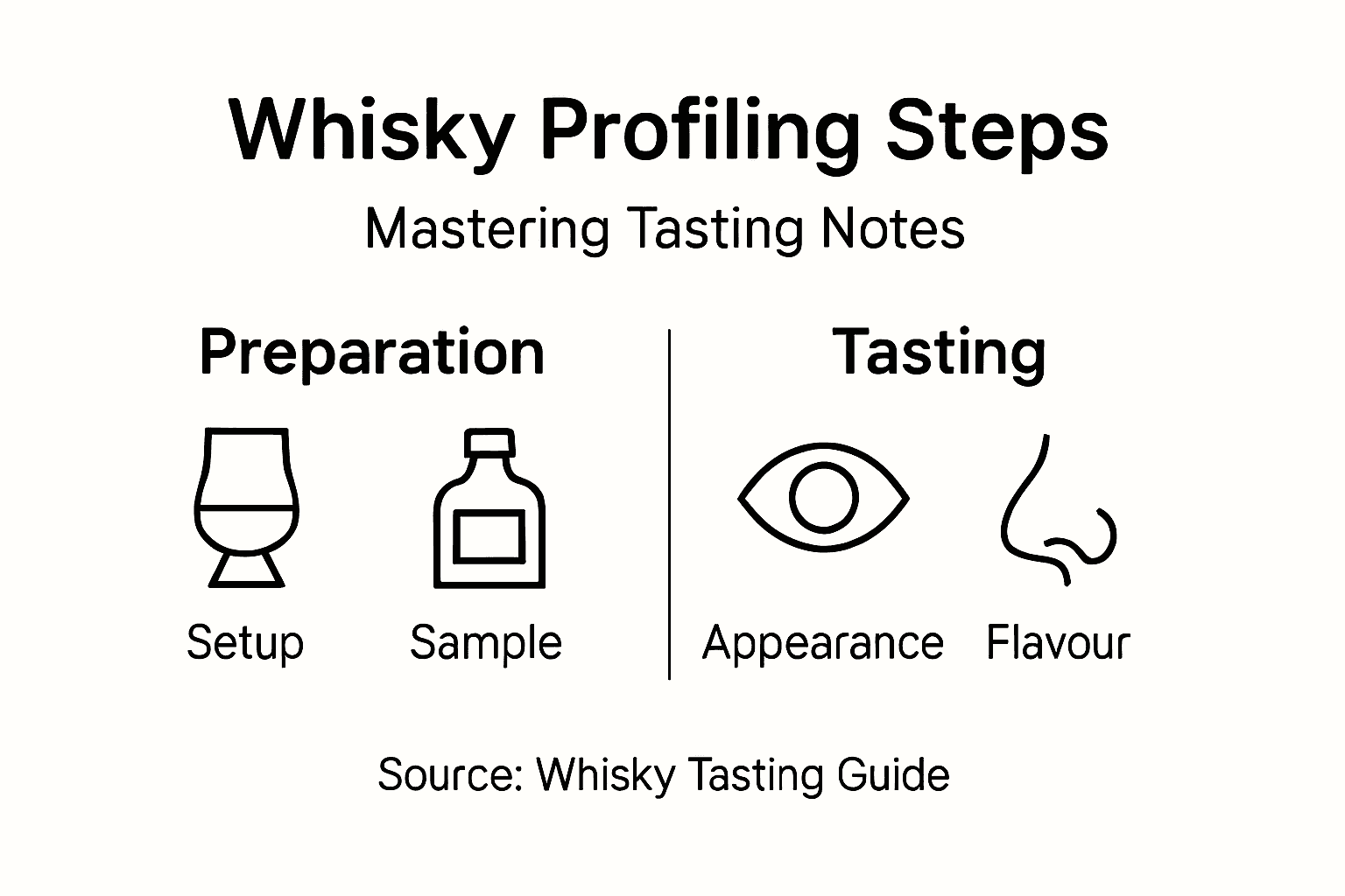 Infographic illustrating whisky flavor profiling steps