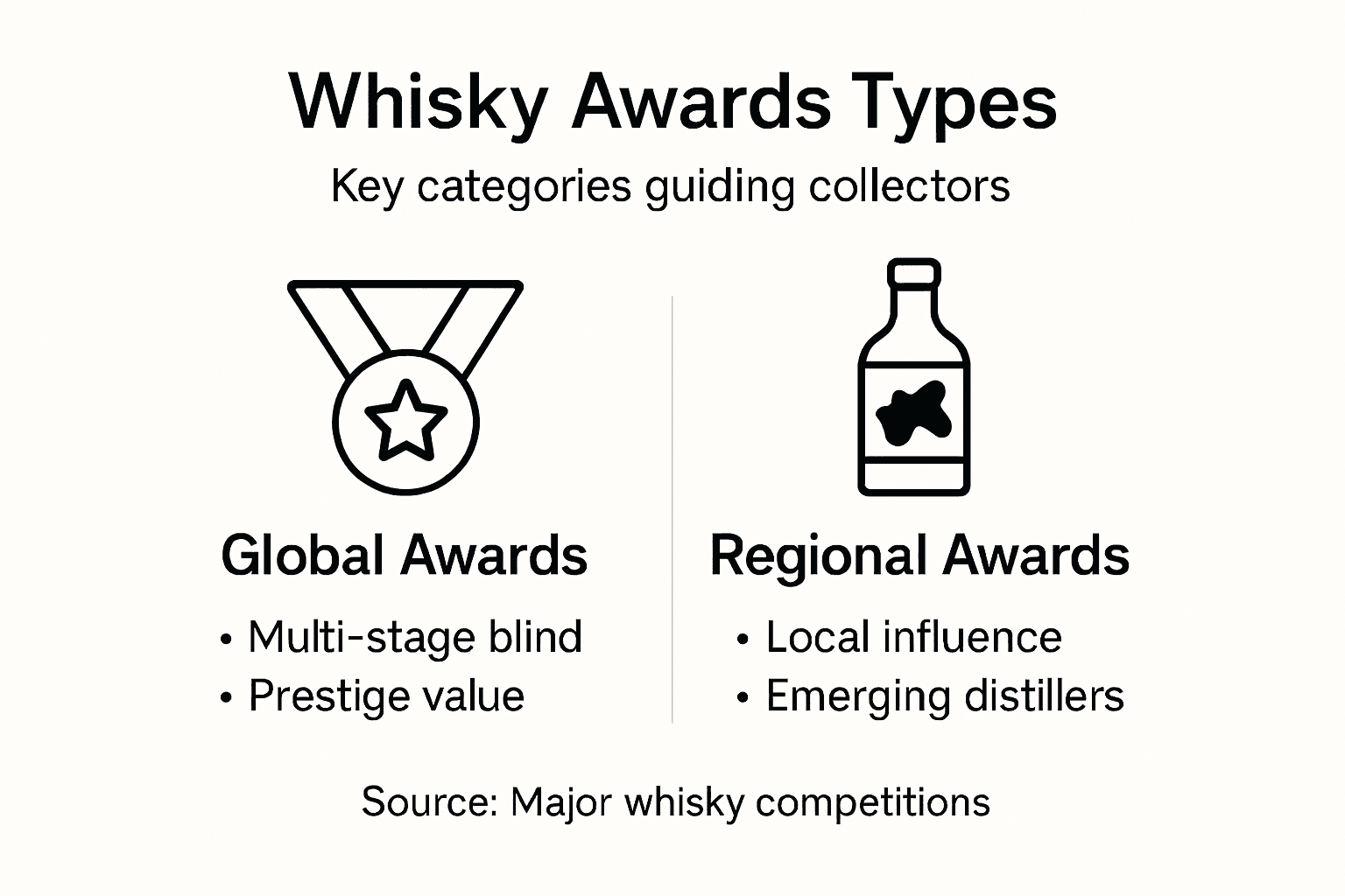 Infographic showing whisky award types and differences