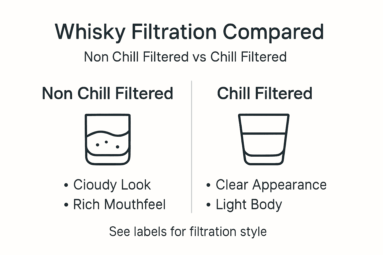 Infographic showing whisky filtration comparison