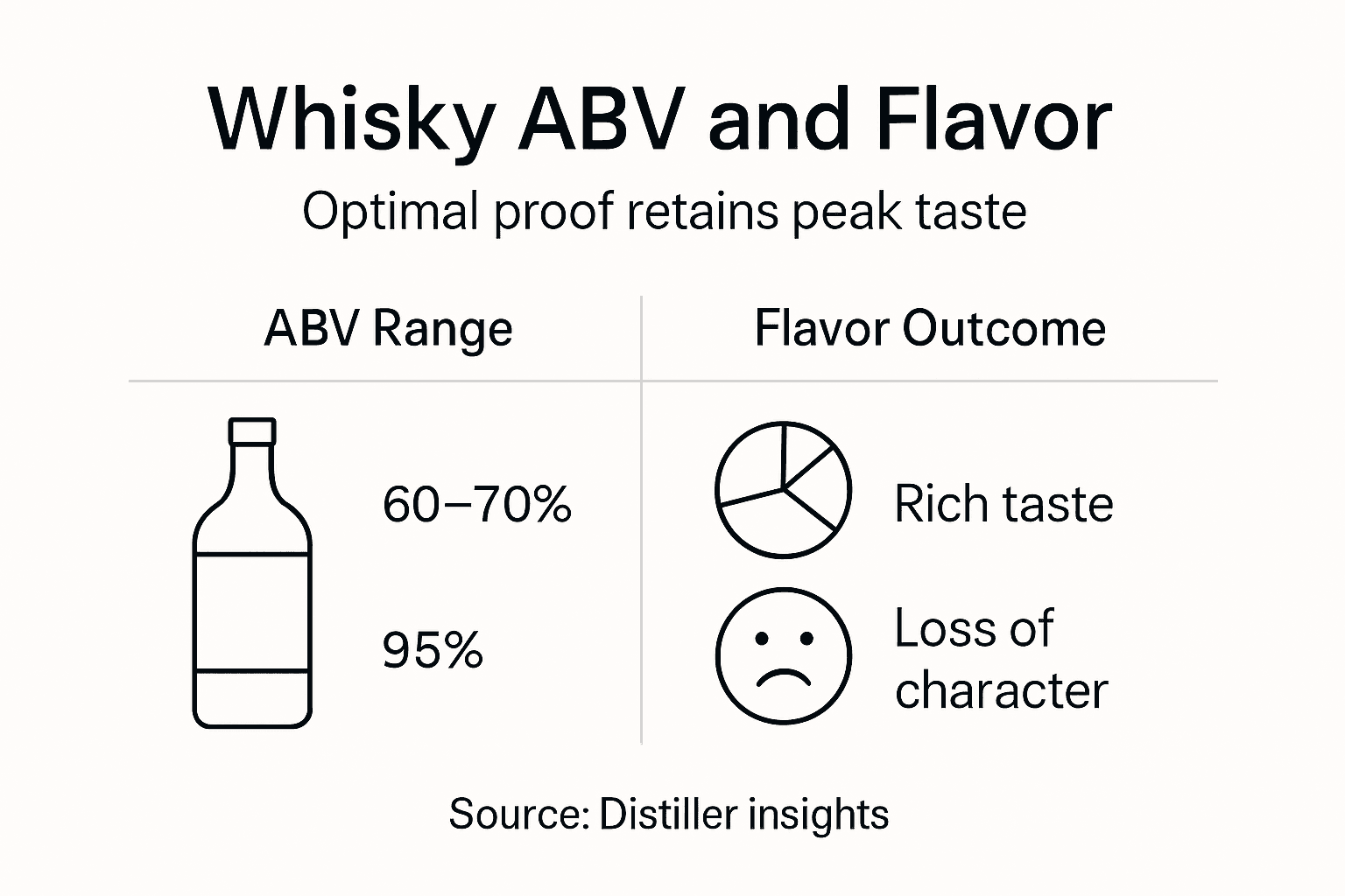 Infographic showing whisky ABV and flavor outcome