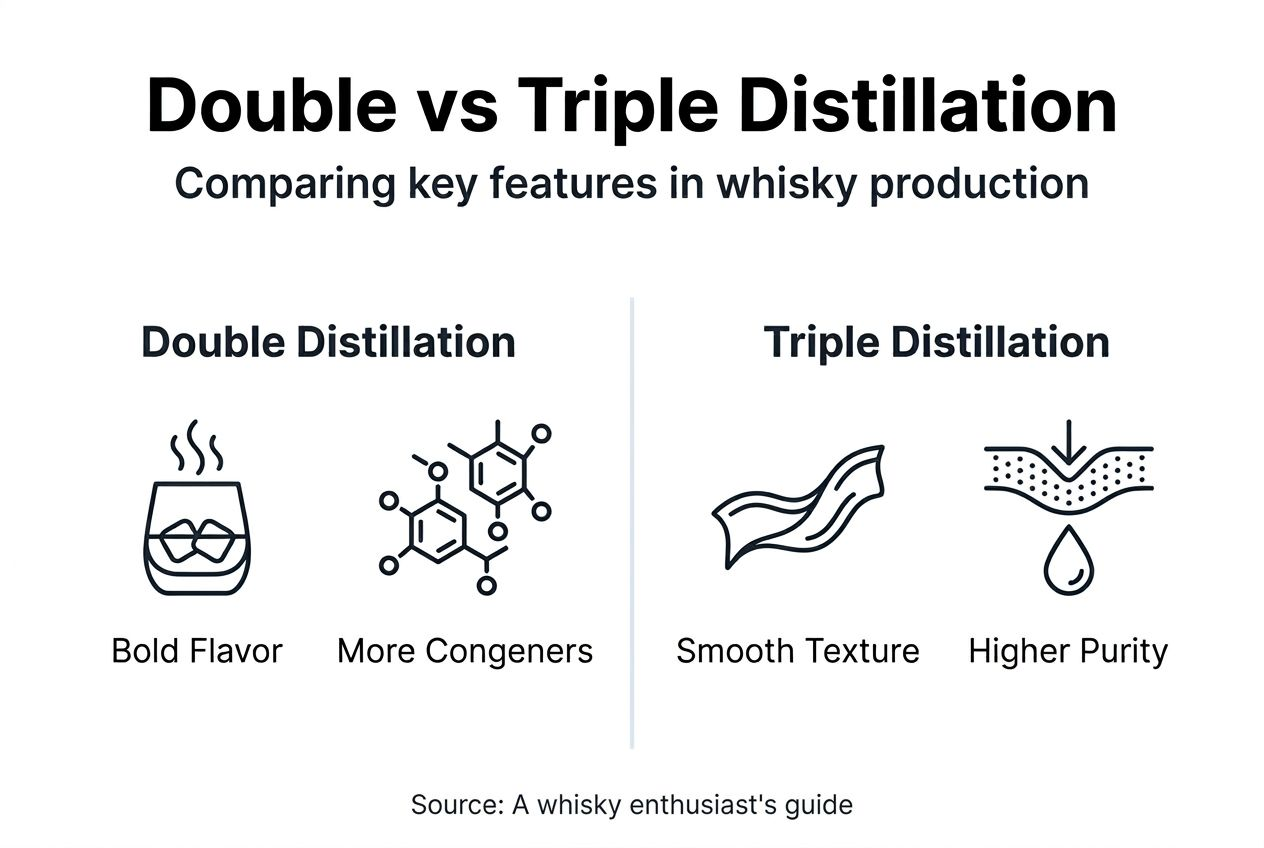 Infographic comparing double and triple distillation