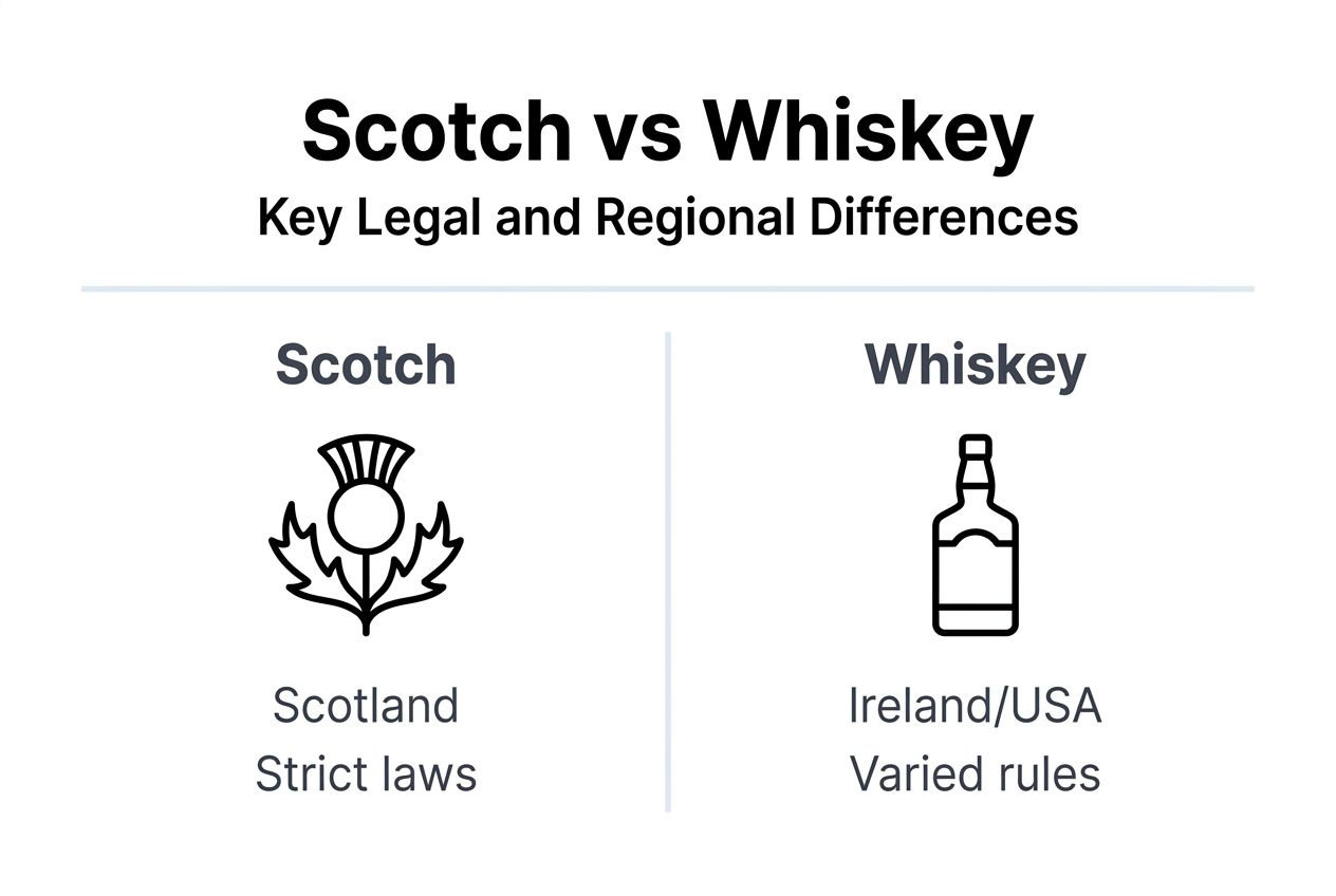 Infographic highlighting Scotch and whiskey differences