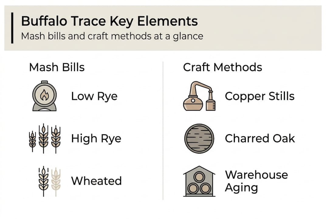 Infographic of Buffalo Trace mash bills and craft