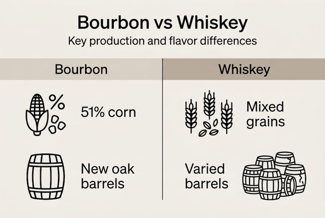 Infographic bourbon versus whiskey key differences