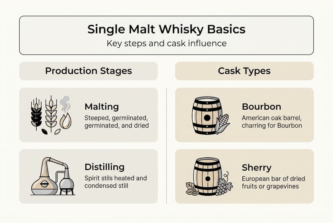 Infographic on whisky production and cask types