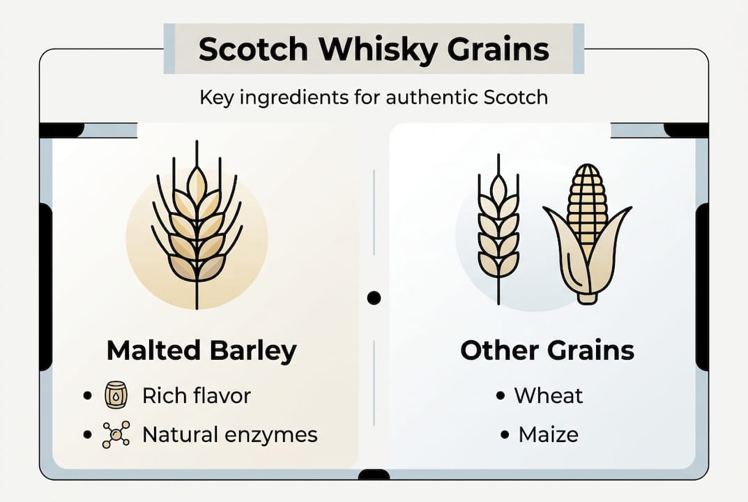 Infographic highlighting Scotch whisky grain ingredients