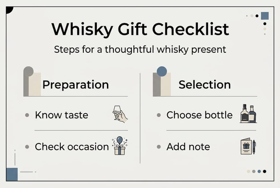 Infographic showing whisky gift selection steps