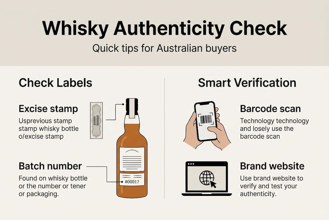 Infographic summarising whisky authenticity checks