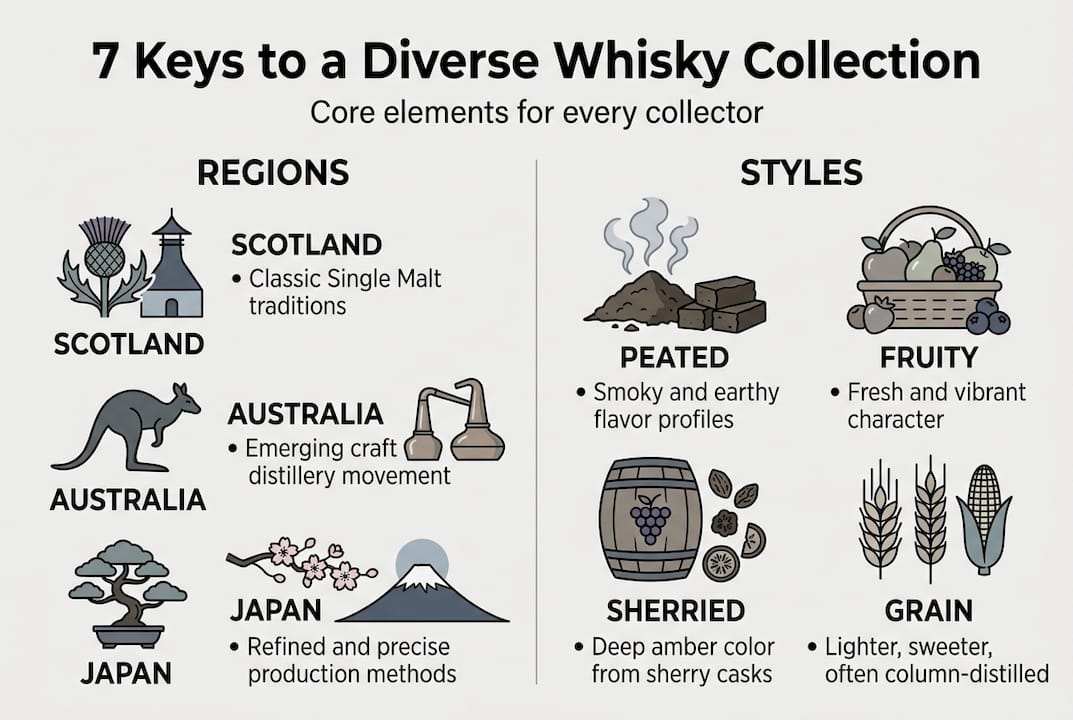 Infographic on seven steps to whisky collection diversity