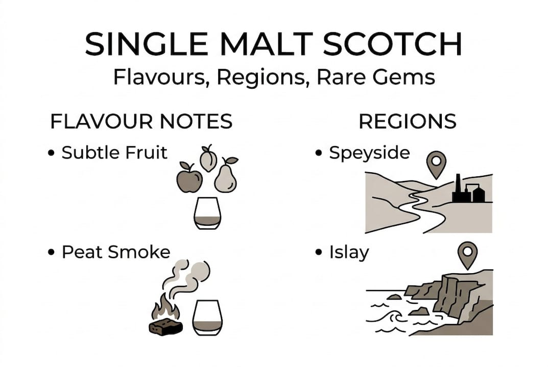 Infographic summarizing Scotch flavours and regions