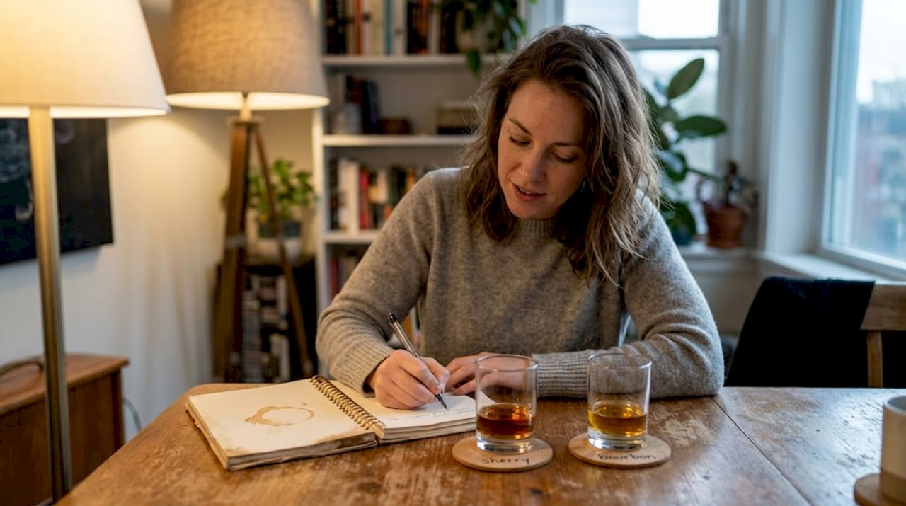 Woman compares Scotch from different casks