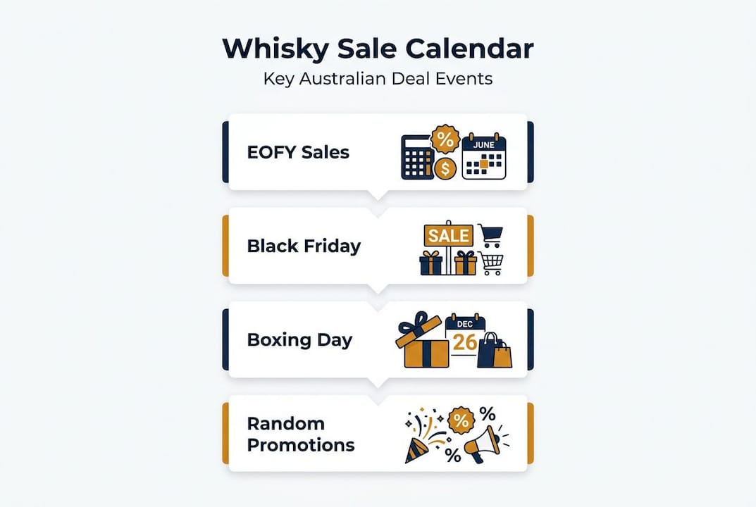 Infographic with Australian whisky sale event timeline