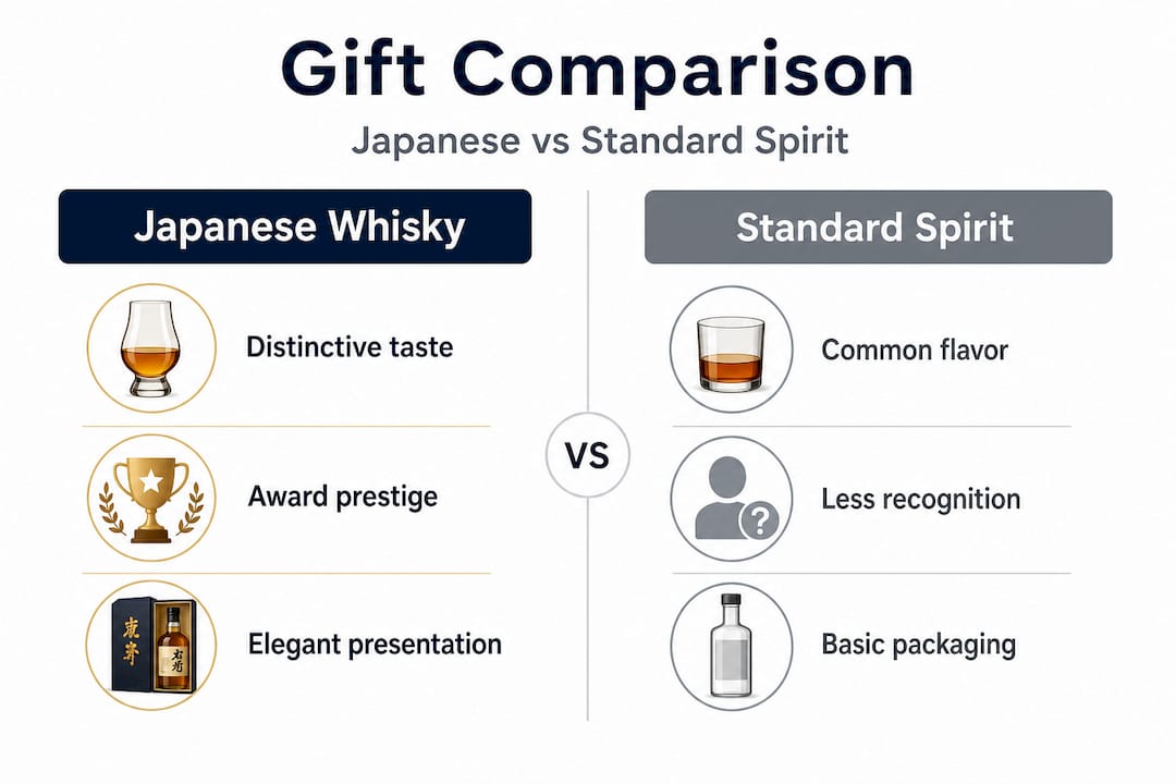 Infographic comparing whisky gift features