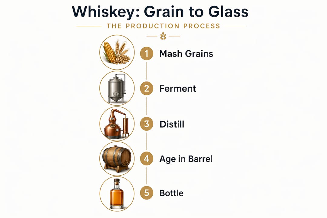 Infographic showing whiskey production process