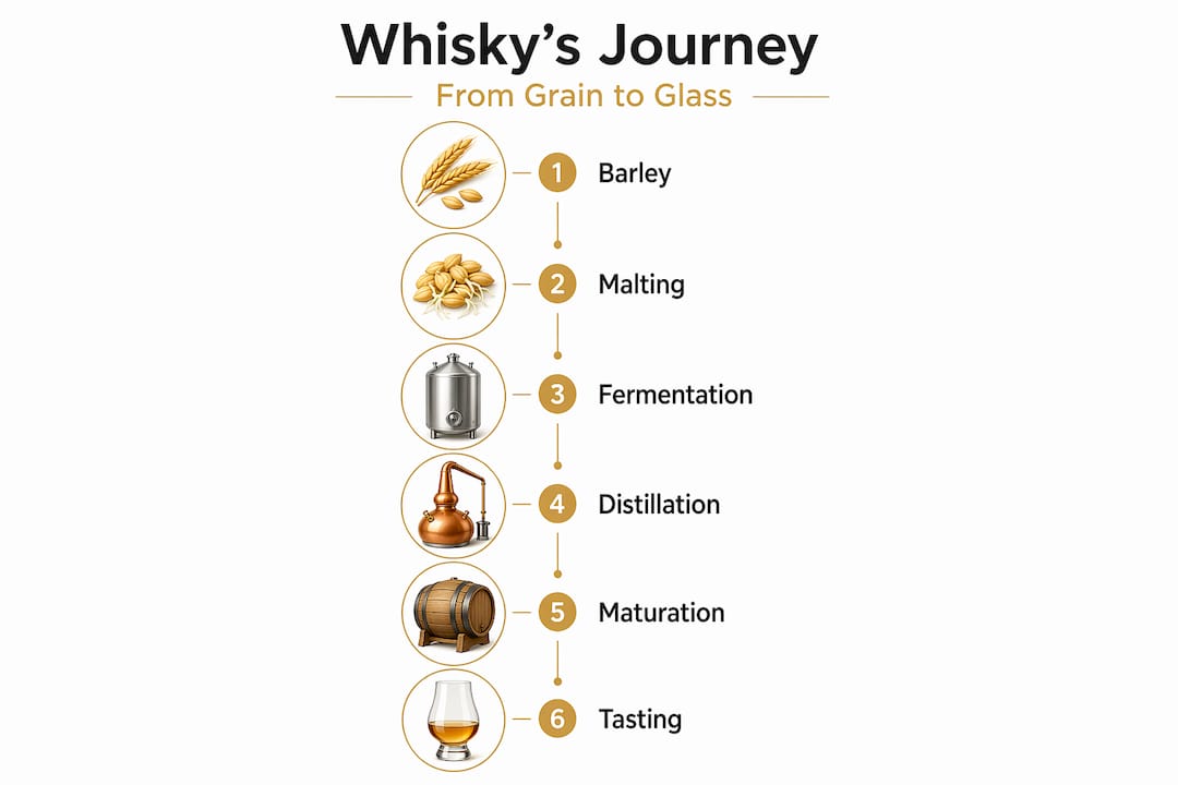 Infographic stages of Scotch whisky production