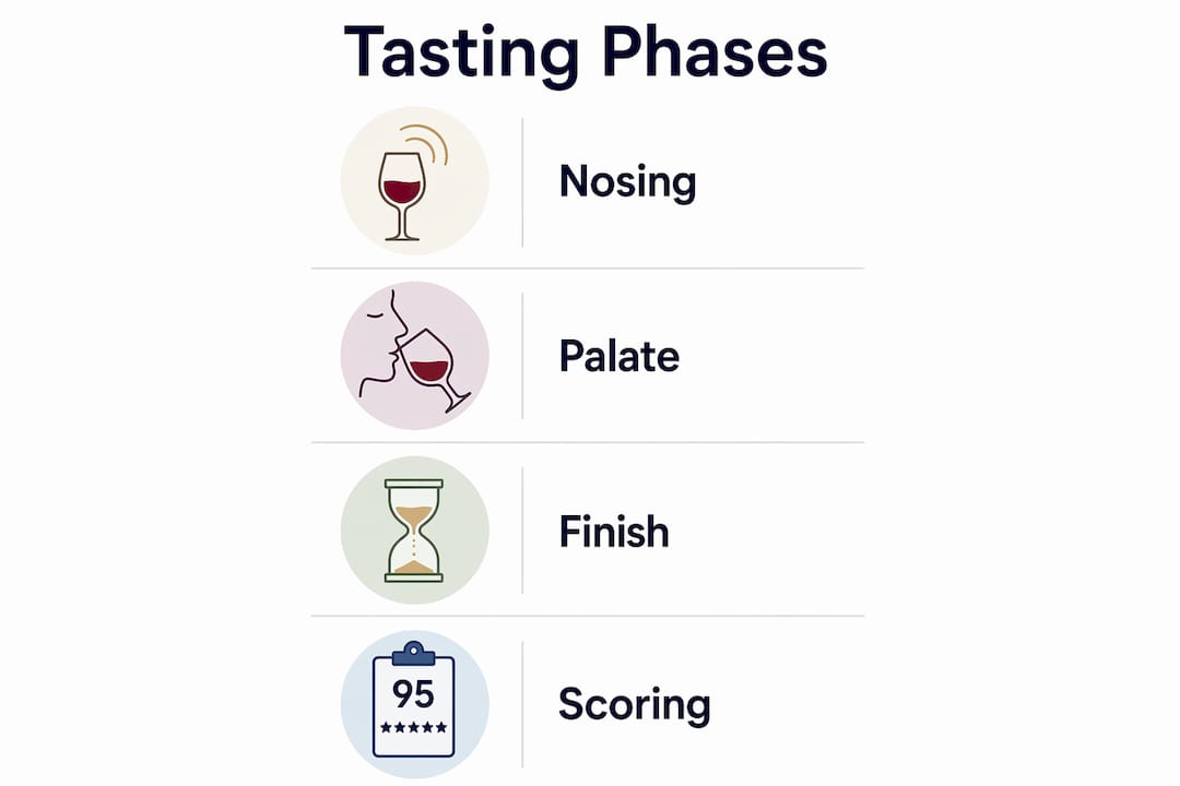 Infographic illustrating whisky tasting phases