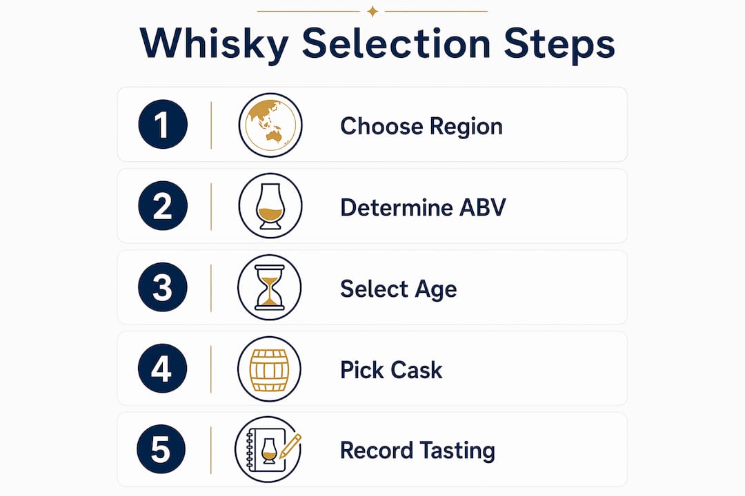 Infographic summarizing whisky selection steps