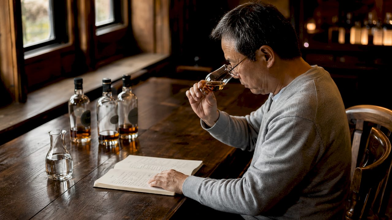 Whisky expert tasting whisky glass