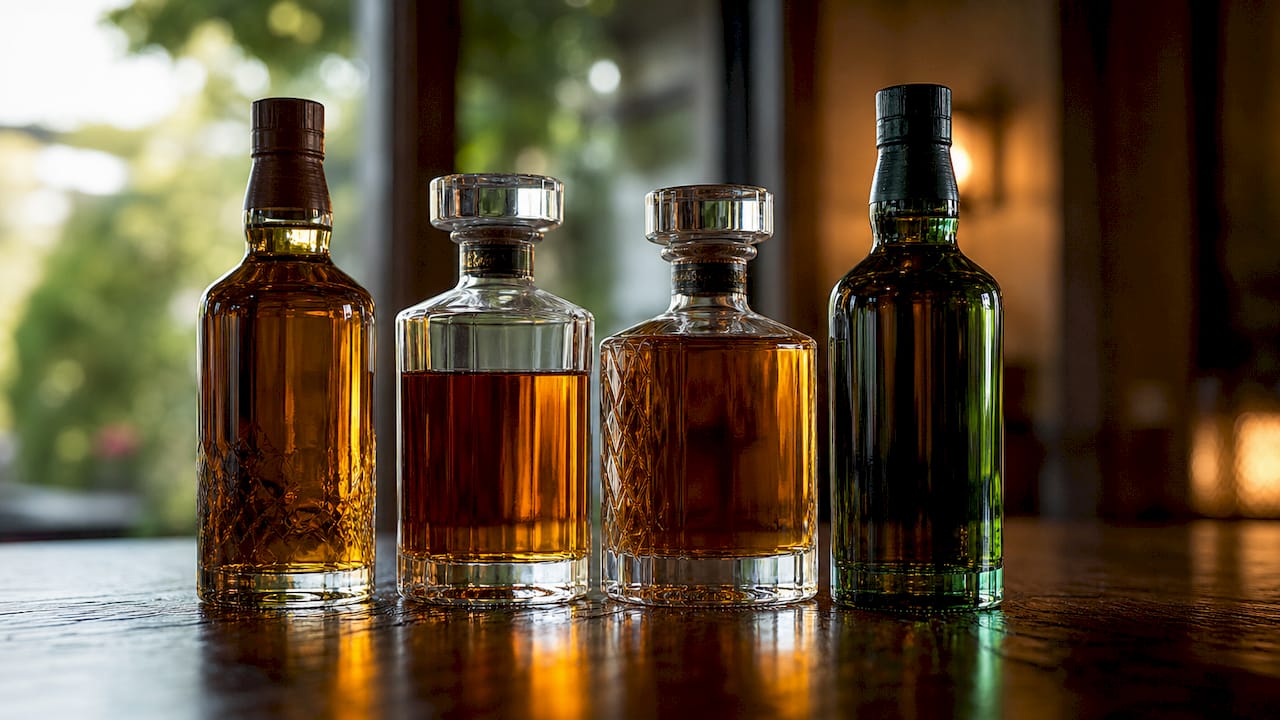 Lineup of top Japanese whisky bottles