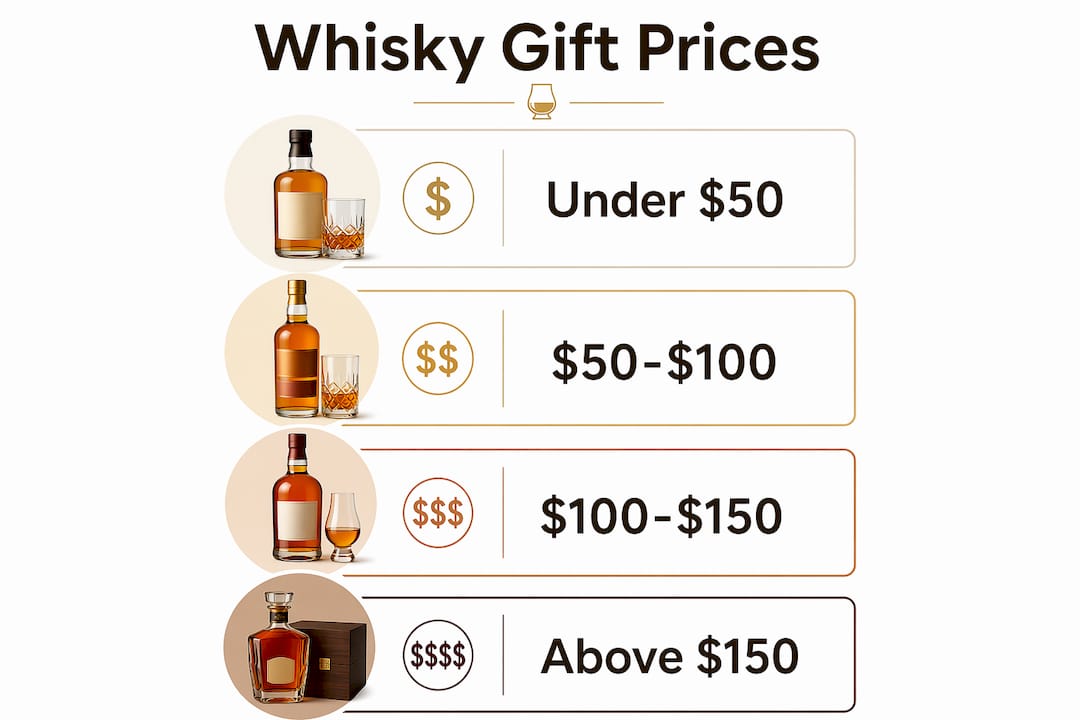 Infographic showing whisky gift price ranges
