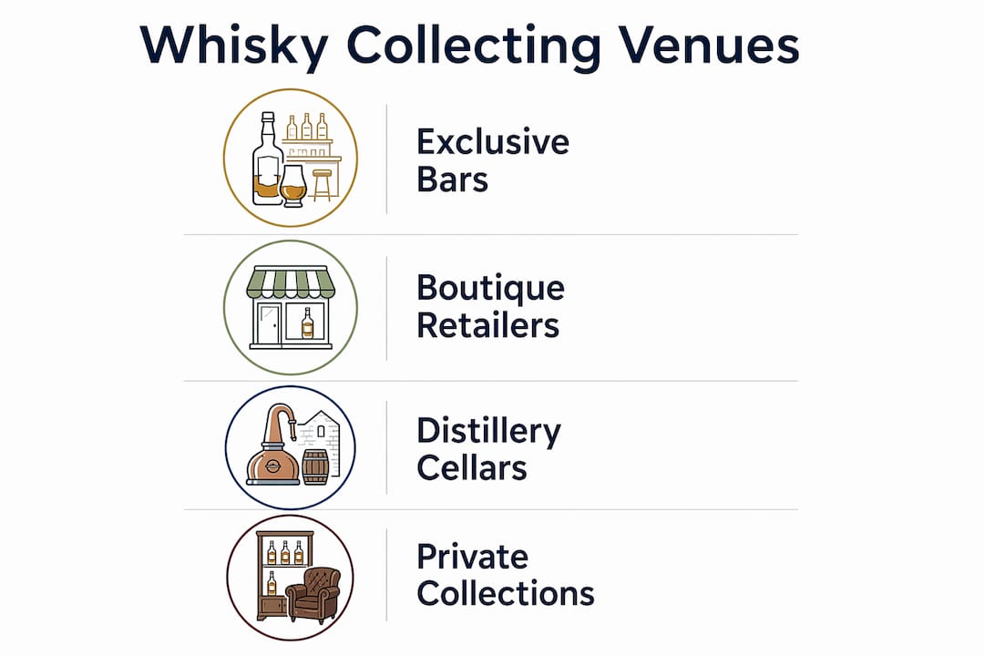 Infographic outlining key types of whisky collecting venues