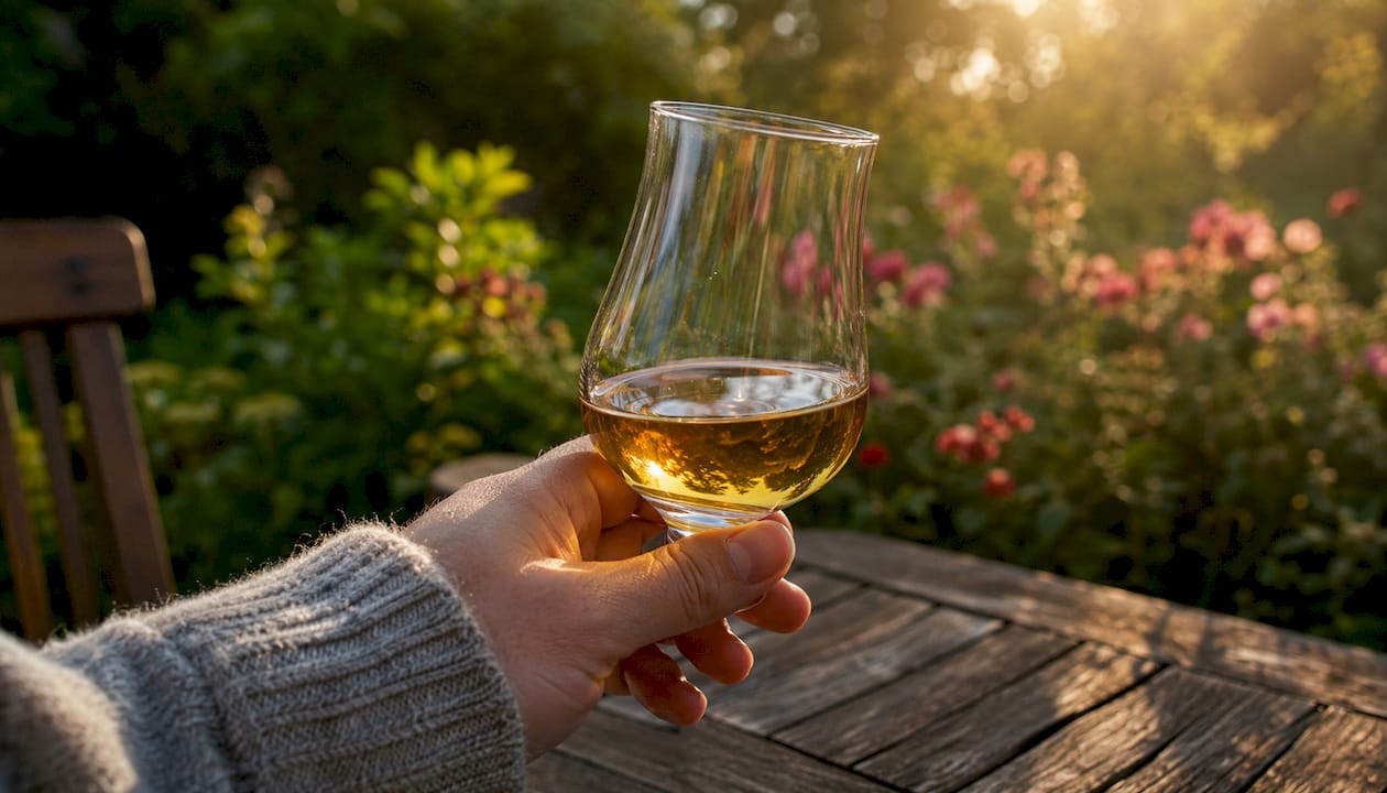 Close-up of single malt whisky glass