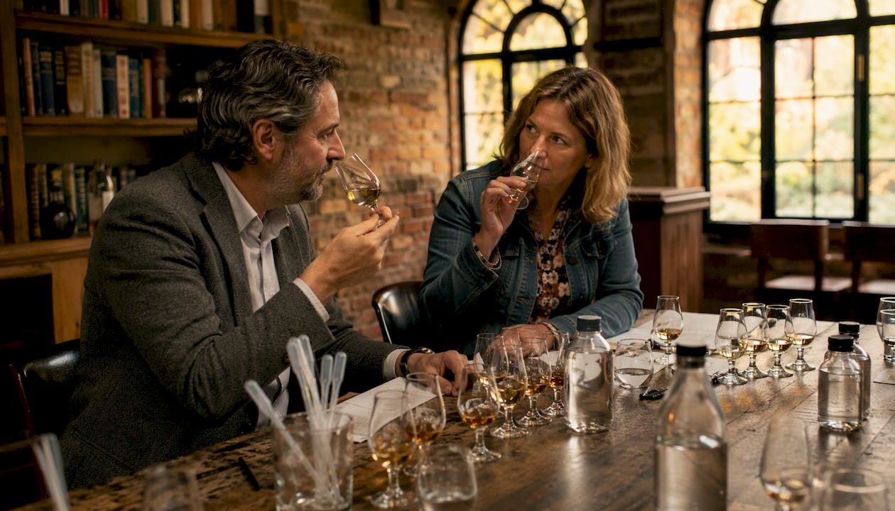 Judges tasting Scotch whisky samples