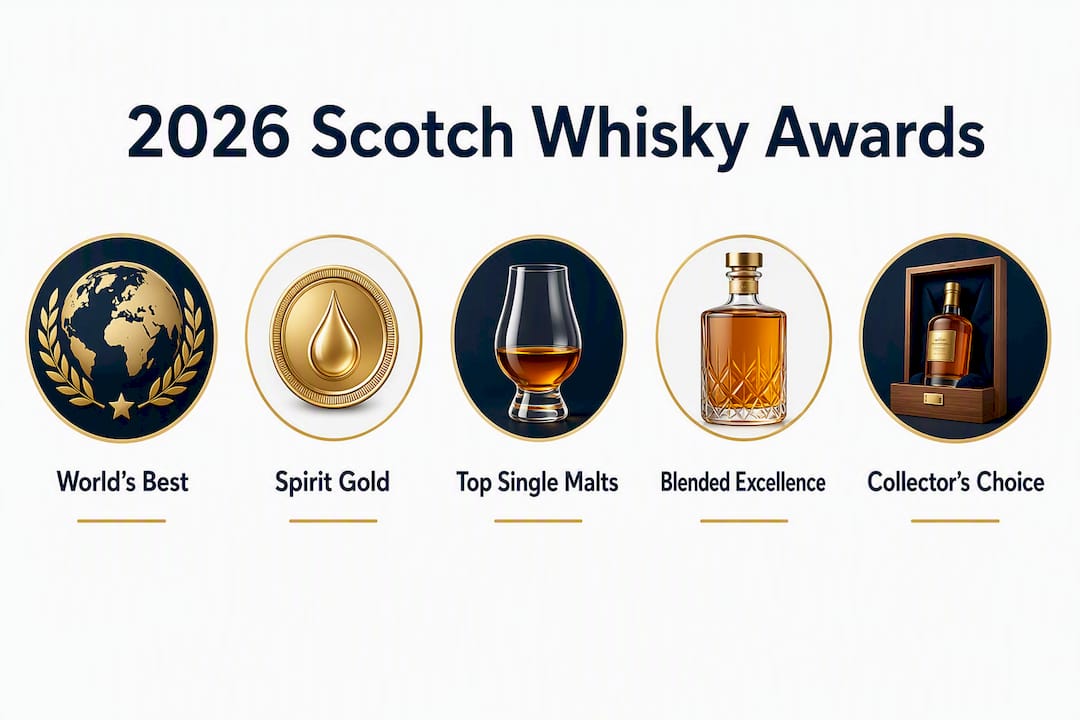 Infographic showing 2026 Scotch whisky award tiers