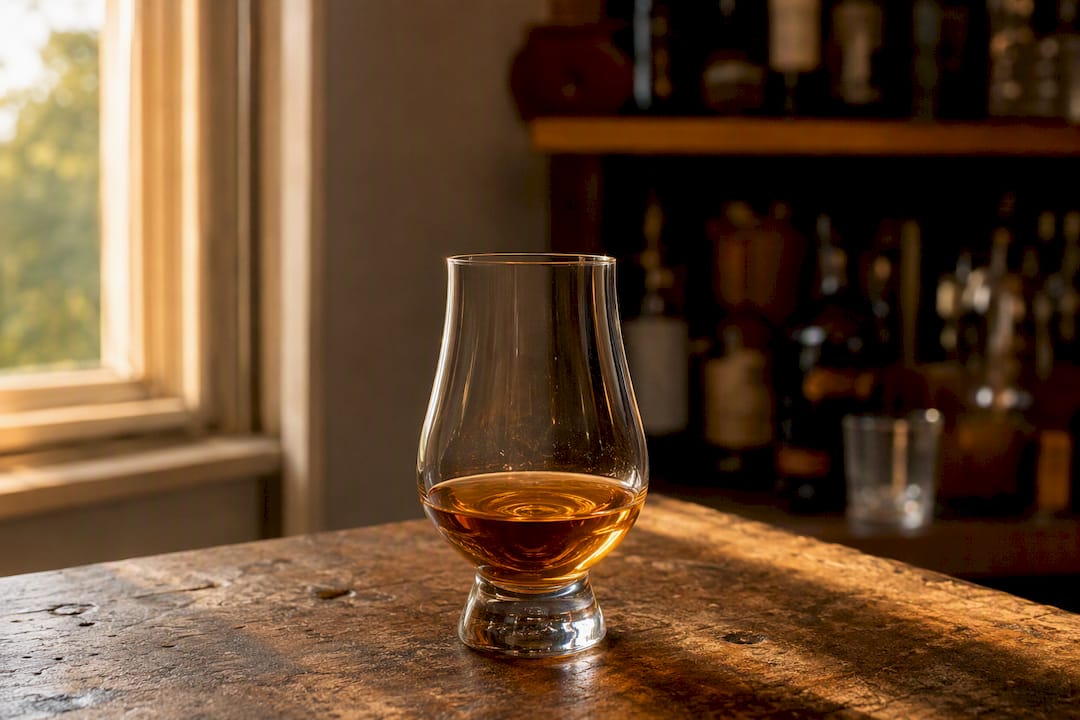 Close-up of Glenfiddich Solera whisky glass
