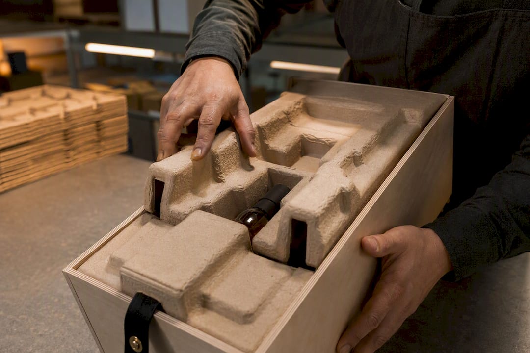 Protective crate prepared for whisky shipment