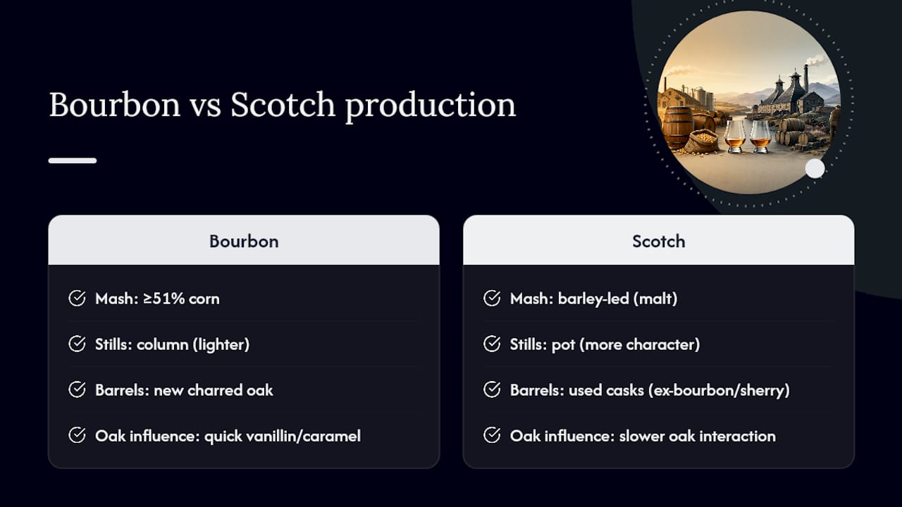 Bourbon and Scotch production comparison