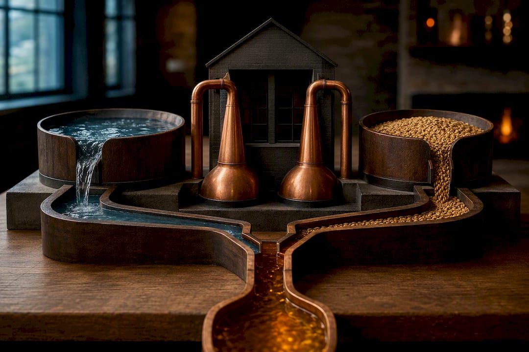 Illustration of single malt whisky production definition