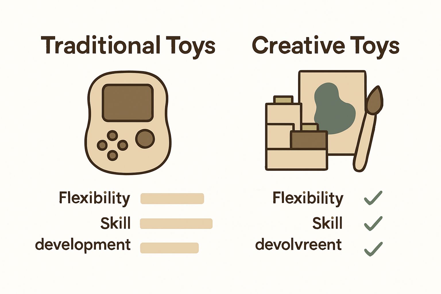 Infographic comparing traditional toys and creative toys