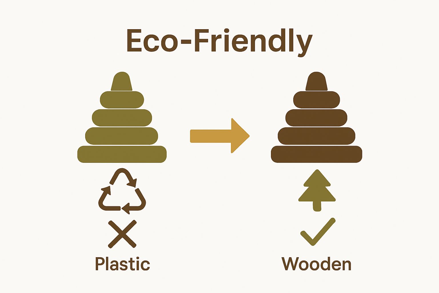 Plastic toy vs wooden toy eco-friendly comparison infographic