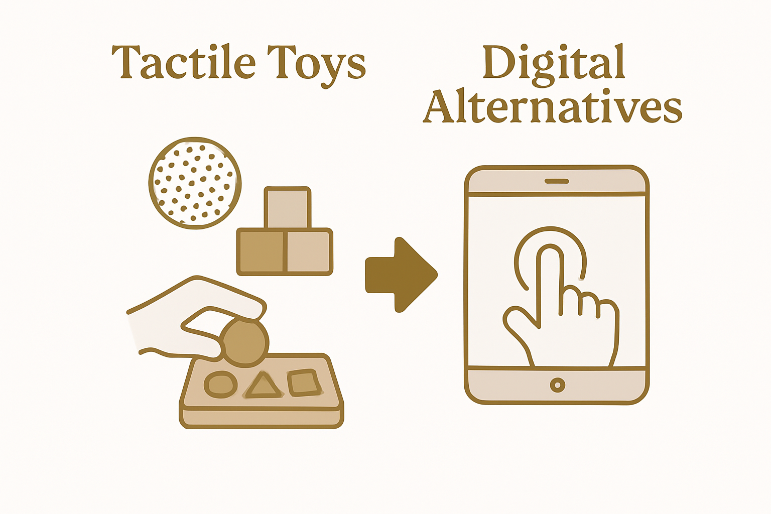 Infographic comparing tactile toys to digital toys